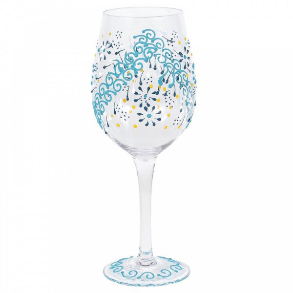 Izzy and Oliver Indigo Henna Large Stem Hand Decorated Wine Glass