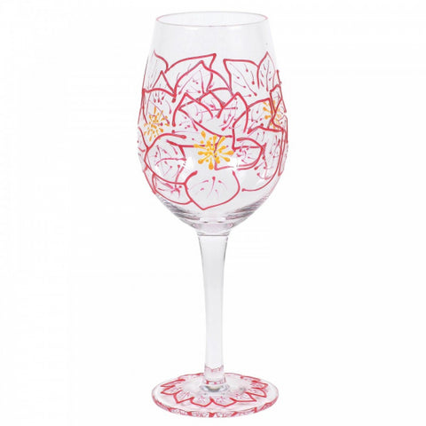 ENESCO Izzy and Oliver Poinsettias Large Stem Hand Decorated Christmas Wine Glas