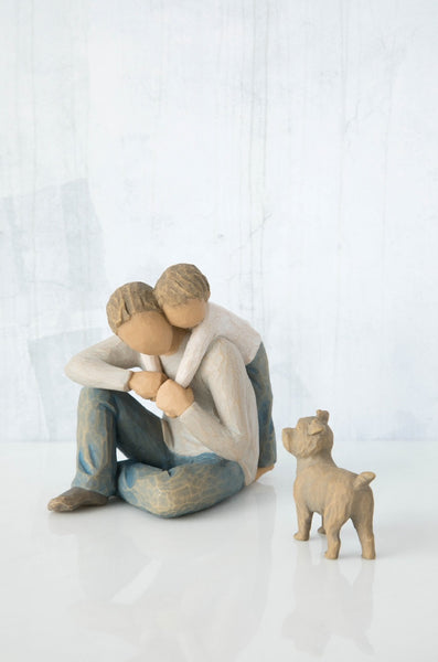Willow Tree Figurines Gift Set Father and Son with Dog